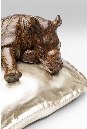 Διακοσμητικό Επιτραπέζιο Sleeping Rhino Χρυσό Καφέ 37x32x21εκ