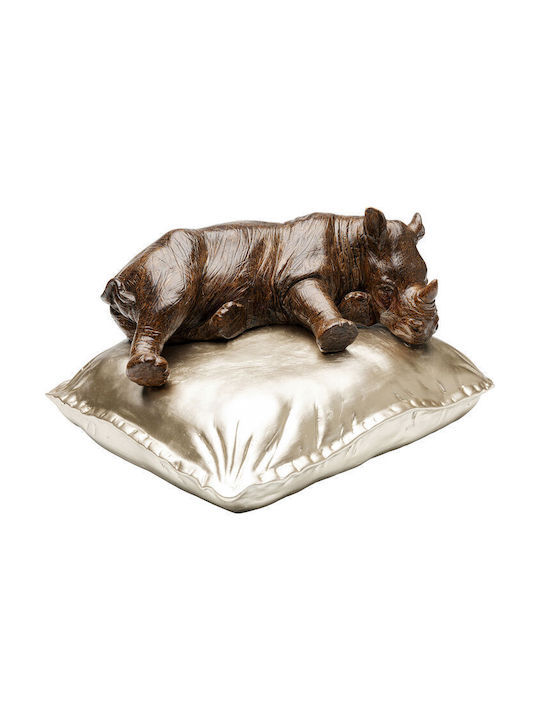 Decor Pentru Masă Sleeping Rhino Auriu Maro 37x32x21cm
