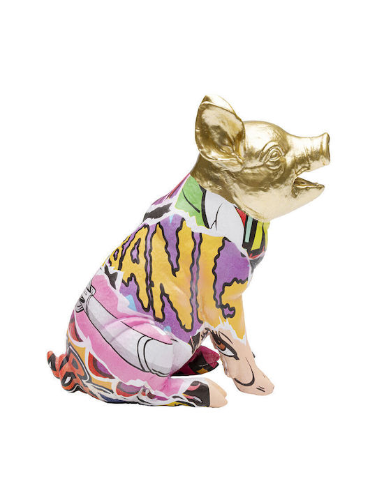 Decorative Tabletop Graffiti Pig Gold Multicolored 10.5x19x20 cm
