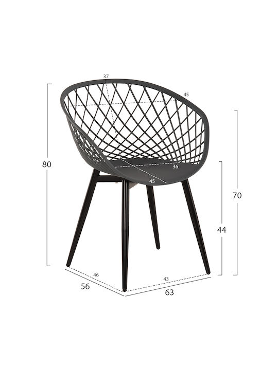 Ariadne Dining Chair Made of Polypropylene Gray Black 63x56x80cm
