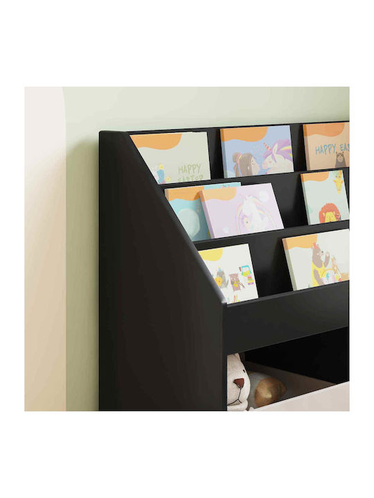 Βιβλιοθήκη Δαπέδου Ξύλινη Μαύρη 72.5x29.5x69cm