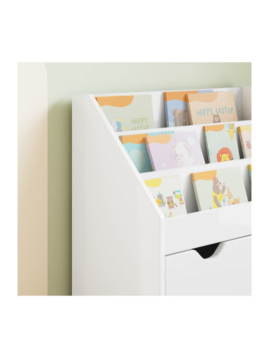 Kids Wooden Bookcase White 60x29.5x69cm