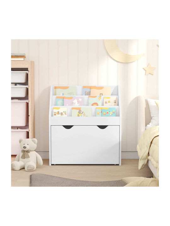 Kids Wooden Bookcase White 60x29.5x69cm