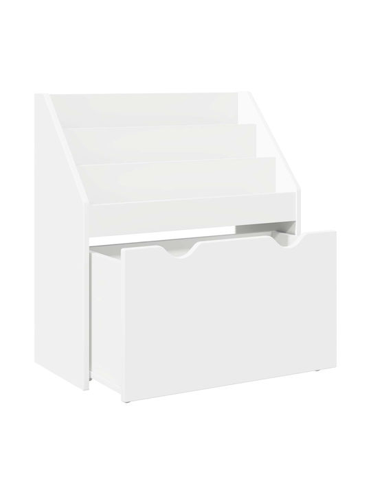 Kids Wooden Bookcase White 60x29.5x69cm