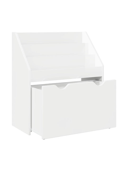 Kids Wooden Bookcase White 60x29.5x69cm