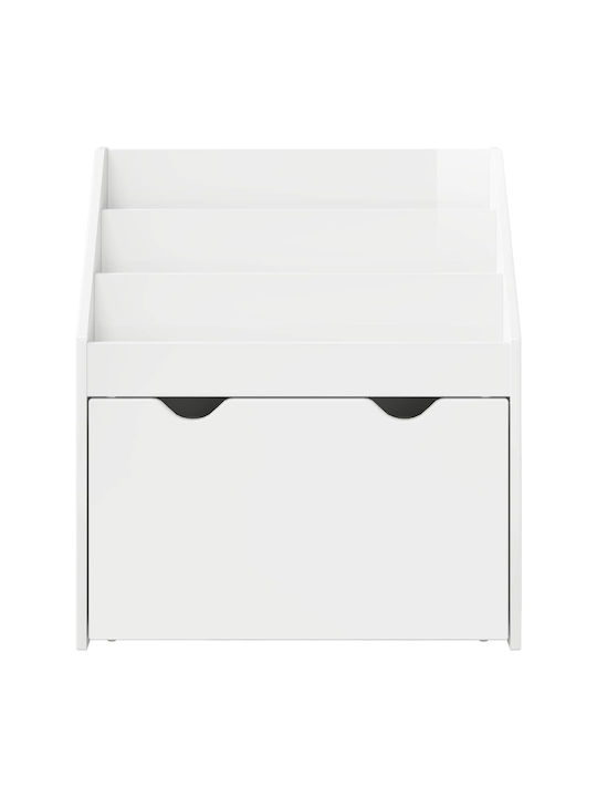 Kids Wooden Bookcase White 60x29.5x69cm
