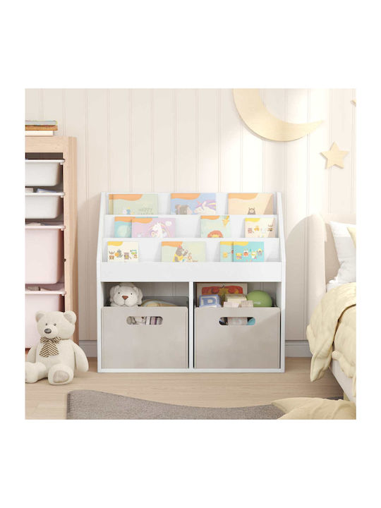 Kids Wooden Bookcase White 72.5x29.5x69cm