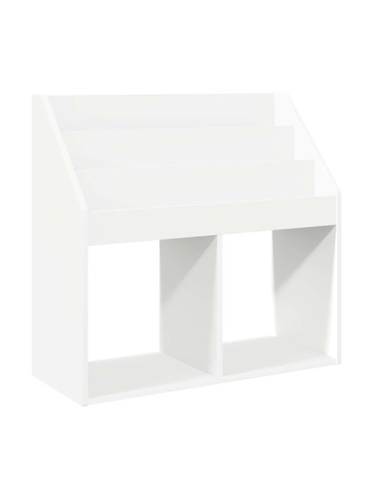 Kids Wooden Bookcase White 72.5x29.5x69cm
