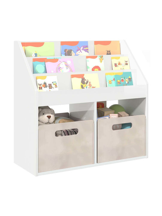 Kids Wooden Bookcase White 72.5x29.5x69cm