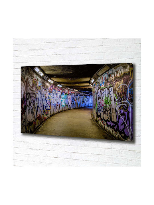 Wall Canvas Painting Ready Immediate Installation Graffiti In The Metro 100x70 Cm