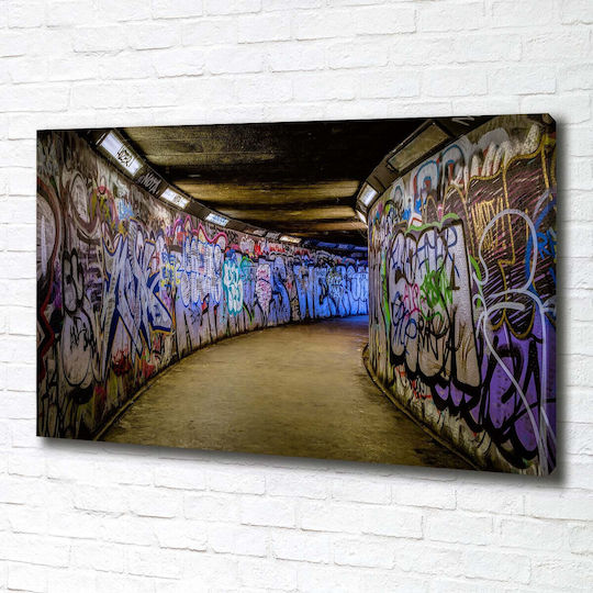 Wall Canvas Painting Ready Immediate Installation Graffiti In The Metro 100x70 Cm