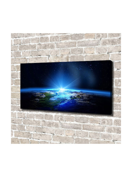 Wall Canvas Painting Durable Construction Materials Planet Earth 140x70 Cm