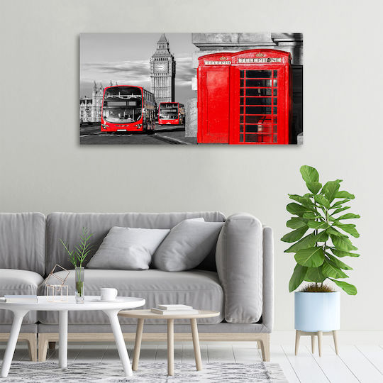 Panou De Perete Pânză Decorațiune Permanentă Autobuze Roșii 100x50 Cm