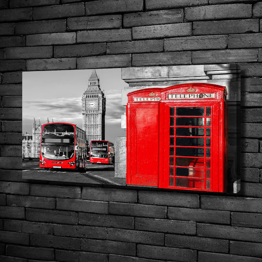 Panou De Perete Pânză Decorațiune Permanentă Autobuze Roșii 100x50 Cm