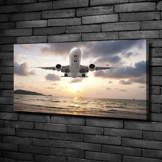 Panou De Perete Pânză Casă & Birou Avion Deasupra Mării 100x50 Cm