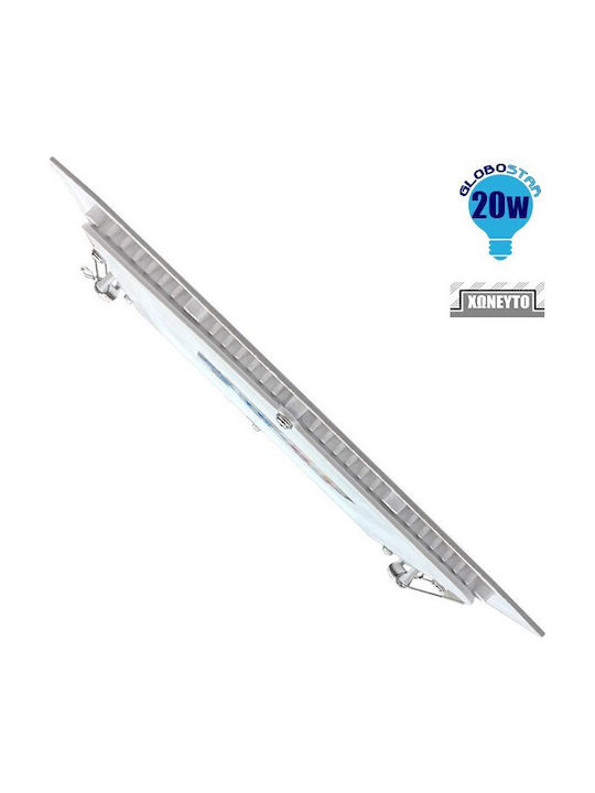 GloboStar Square Recessed LED Panel 20W with Warm White Light 3000K