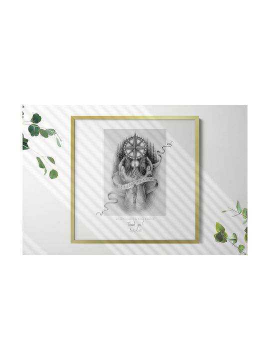 Tulup Wandmontage Kunststoff mit Gold Fotorahmen