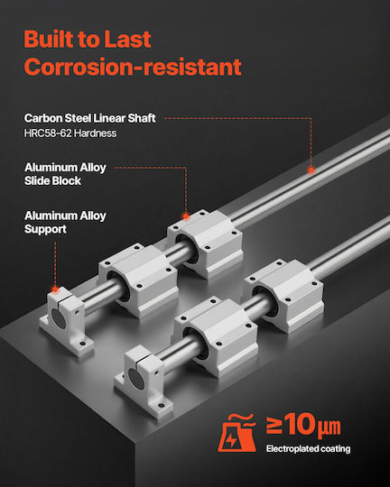 Vevor Linear Guide Kit Sfc25 2 Rails 1000 Mm 4 Sliding Bearing Guides Engraving Machines Milling Diy Zxdgsfctz25m5iaz8001v0