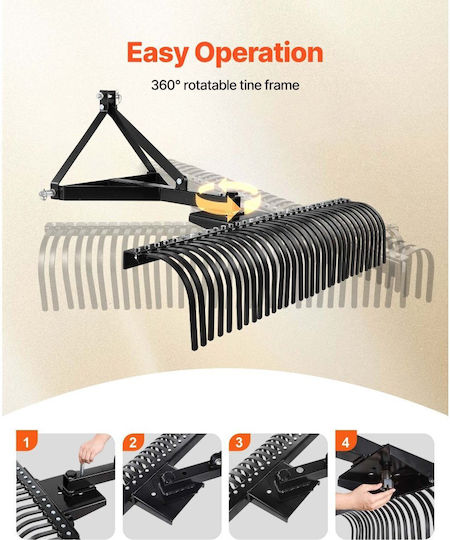 Rear Towing Brush Cutter Machine Vevor Brush Cutter Machine Towing 1525 Mm 32 Steel Teeth Brush Cutter Rake Lawn 3 Point Tractor Parts Landscape Rake Garden Farm Grass