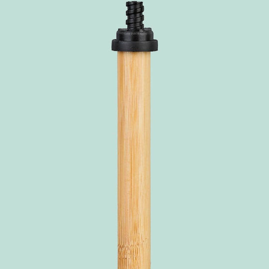 Bathroom Accessory Sets Relaxdays Metal and Bamboo Wall Mounted Bath Mat Toilet Brush Holder Black Light Brown