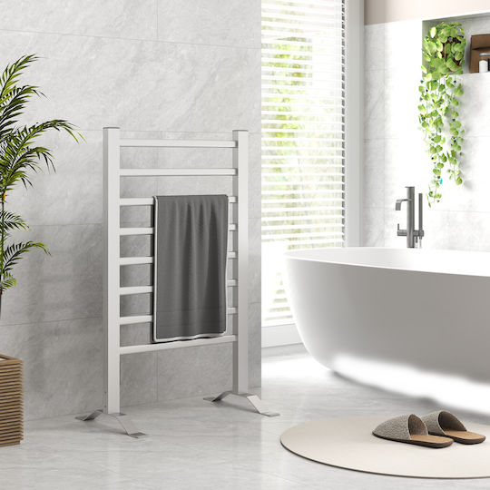 HomCom Ηλεκτρική Πετσετοκρεμάστρα 150W 90x53cm Ασημί