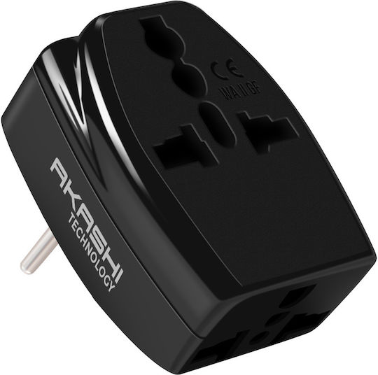 Akashi Reise-Steckdosenadapter Steckdose Typ D Südafrika 3 Steckdosen Schwarz