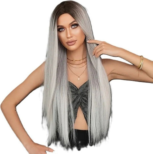 Animis Beauty Perucă cu Păr Sintetic în Gri Culoare 80cm