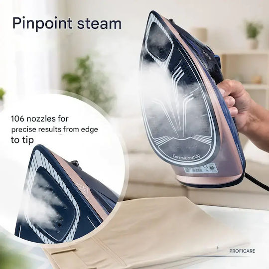 ProfiCare Steam Iron 2600W with Ceramic Plate navy blue/rose gold