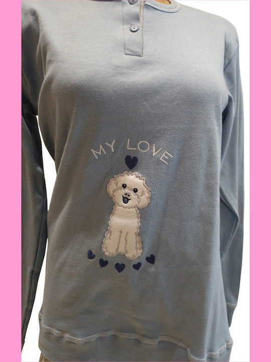 Love Set Pijamale pentru Femei Albastru deschis
