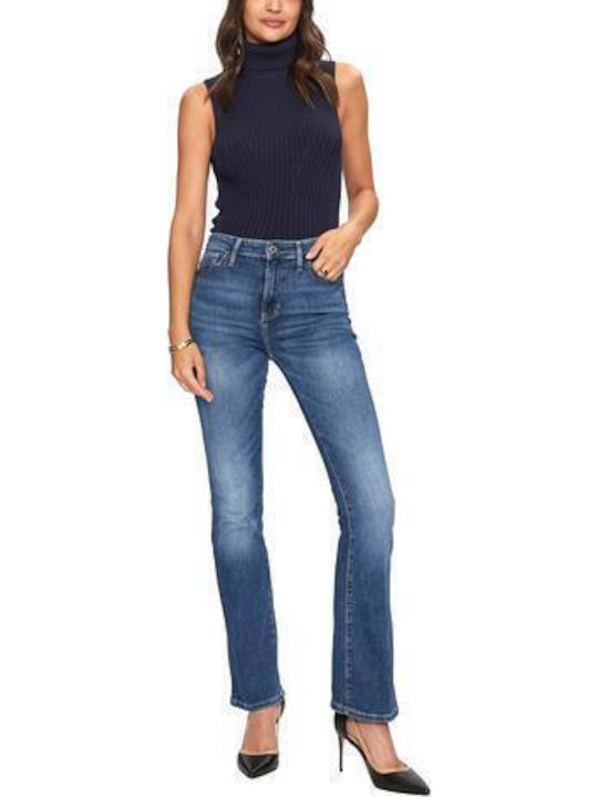 Hoch tailliert Damenjeans Schlaghose
