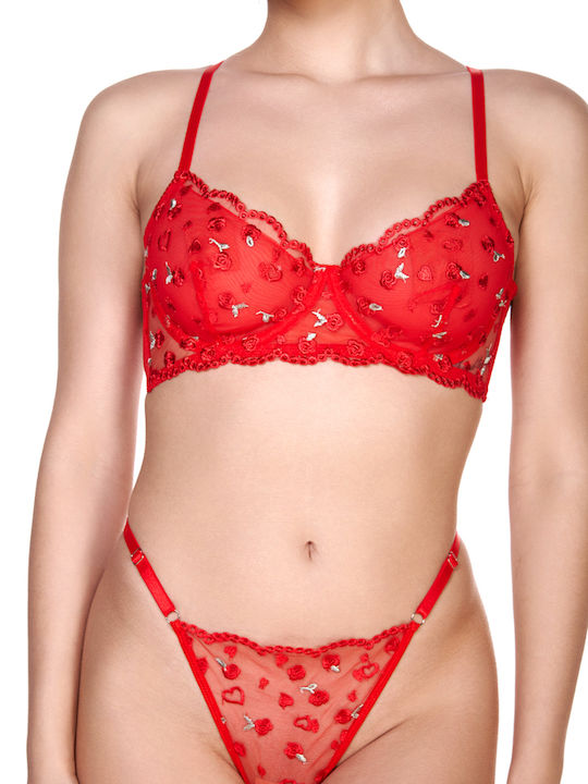 Comfort Σετ Εσωρούχων Σουτιέν με String Κόκκινο