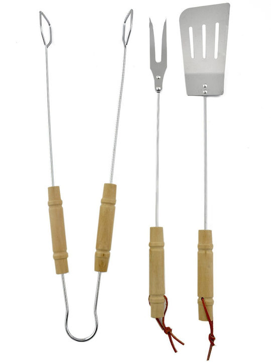 BBQ Collection ED 92101 Σετ 3 Εργαλείων BBQ με Σπάτουλα, Πιρούνα και Τσιμπίδα