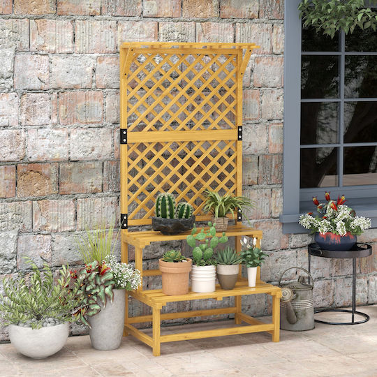 Pot Stand Wooden Yellow 75cmx50cmx166cmcm.