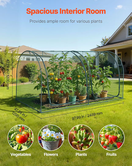 Vevor ZZBHZ1PCS984ZQZ2F001V0 Κάλυμμα Θερμοκηπίου 2.48x1.2x1.2m