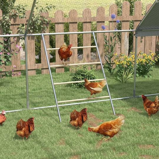 Pawhut Chicken Roost Ladder 4 Seats Weather Resistant 4-6 Chickens Steel Wood