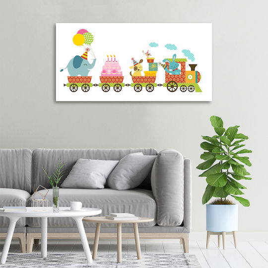 Canvas Wall Art Refined Finish Happy Train 100x50 Cm