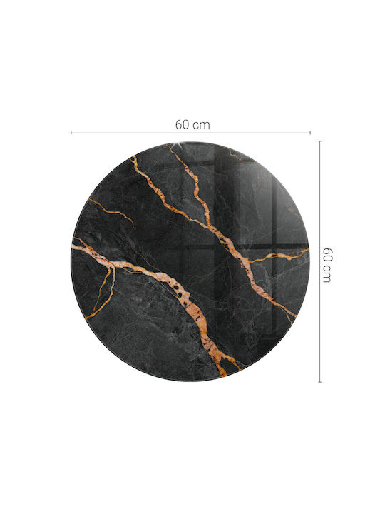 Rundes Glas Tischoberflächenpaneel Mit Marmorierten Adern Modernes Design Ø 60 cm
