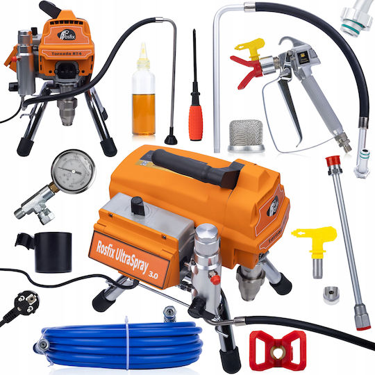 Rosfix Mega Set Pistol De Vopsit Rosfix Tornado Rt4 Ultraspray 3000w 22mpa 3.2l/min Accesorii