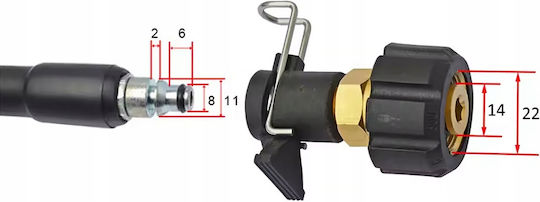 Adapter M22 – 8 Mm Socket Bosch Aqt Black+decker Stanley Stiga Hose Gun Pressure Washer