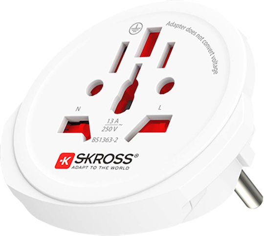Skross World To Europe 16a Type E F 4000w Travel Adapter White