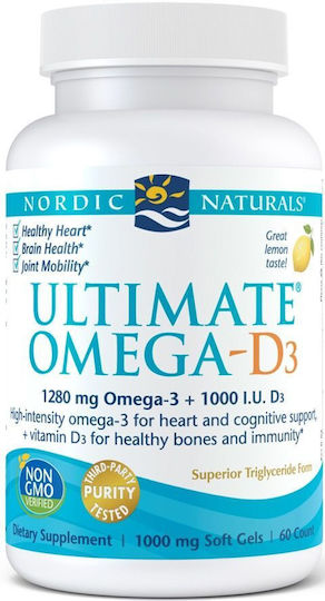 Nordic Naturals Ultimate Omega-D3 Рибено масло 1280мг 60 софтджел Лимон