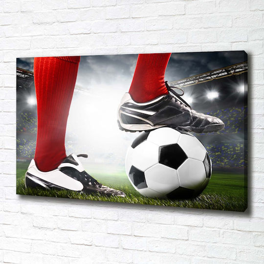 Panou Pânză Cadru Gata Picioarele Jucătorului De Fotbal 100x70 Cm
