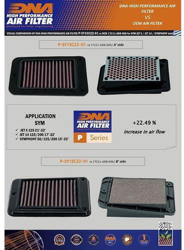 DNA Filters Φίλτρο Αέρα Μοτοσυκλέτας P-sy1sc22-01 Sym Symphony 125 / Symphony ST 125