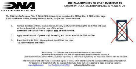 DNA Filters Φίλτρο Αέρα Μοτοσυκλέτας Ducati Hypermotard
