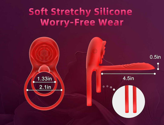 Vibrant Inel Cock Roșu EM-RINGVIB-APP-USB-10V-11186