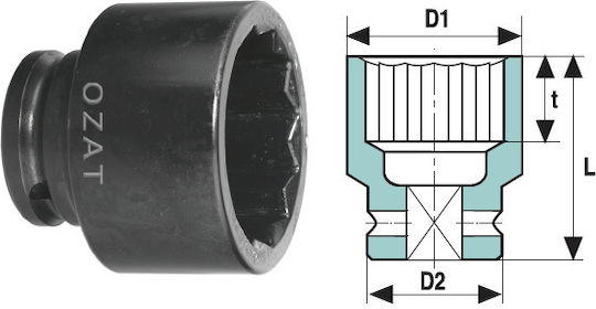 OZAT Căpăcel Pneumatic - Pneumatic Multident cu Patrat de Prindere 1" 1buc