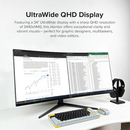 Armaggeddon XTREME SERIES XC34UWQHD Ultrawide HDR Curved Gaming Monitor 34" QHD 3440x1440 180Hz with 1ms Response Time GTG