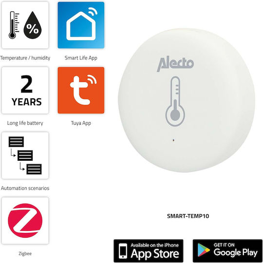 Alecto Smart-Temp10 Smart Zigbee Thermometer Feuchtigkeitsmesser Weiß