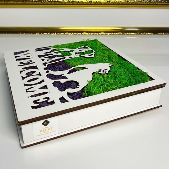 Decorative Welcome Picture Stabilized Moss Animal Silhouettes 20x20 Cm Green Decorative Welcome Picture Stabilized Moss Animal Silhouettes 20x20 Cm Green