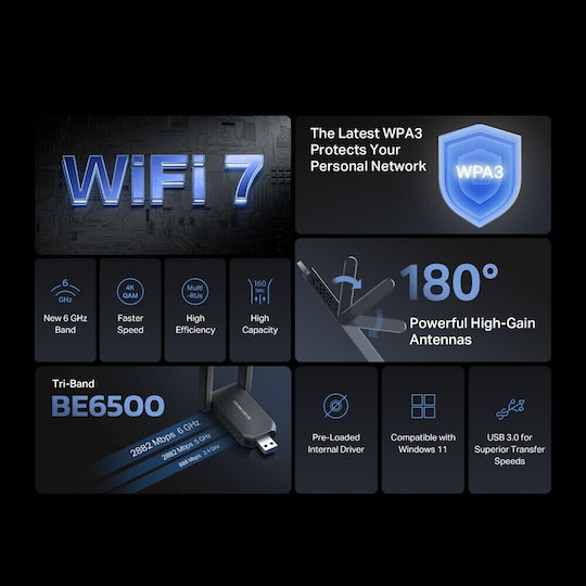 Mercusys USB Netzwerkadapter mit Drahtloser Verbindung Wi-Fi 688Mbps Netzwerkversion v1